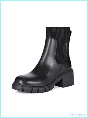 Chunky Platform Chelsea Ankle Boots Sock Design Lug Sole